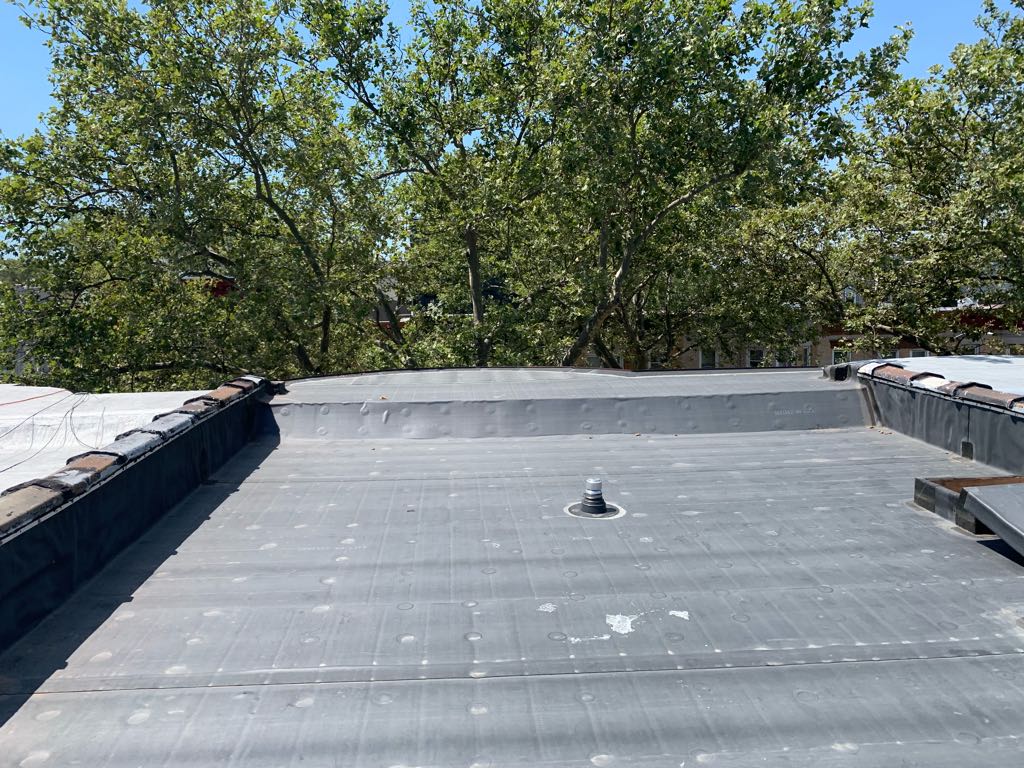 Completed EPDM flat roof installation